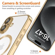 Твърд кейс с MagSafe и протектор за камерата на iPhone SE 4 (2025) от Tech-Protect MagFlex - Shiny Gold