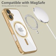 Твърд кейс с MagSafe и протектор за камерата на iPhone SE 4 (2025) от Tech-Protect MagFlex - Shiny Gold