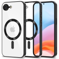 Твърд кейс с MagSafe и протектор за камерата на iPhone SE 4 (2025) от Tech-Protect MagFlex - Shiny Black