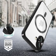 Твърд кейс с MagSafe и протектор за камерата на iPhone SE 4 (2025) от Tech-Protect MagFlex - Shiny Black