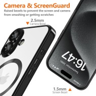 Твърд кейс с MagSafe и протектор за камерата на iPhone SE 4 (2025) от Tech-Protect MagFlex - Shiny Black