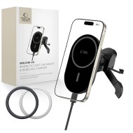 Стойка за автомобил с MagSafe безжично зареждане 15W от Tech Protect MM15W-V6 - Черна