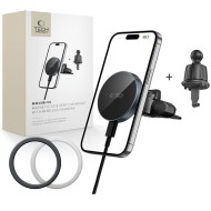 Стойка за автомобил с MagSafe безжично зареждане 15W от Tech Protect MM15W-V5 - Черна