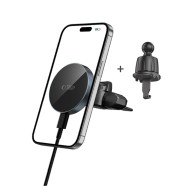 Стойка за автомобил с MagSafe безжично зареждане 15W от Tech Protect MM15W-V5 - Черна
