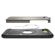 Удароустойчив, твърд кейс с MagSafe за iPhone 16e от Spigen Tough Armor Mag - Gunmetal