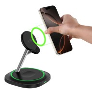 Зарядна станция 3 в 1 с MagSafe 15W за iPhone, AirPods и Apple Watch от Tech-Protect QI15W-A46 - Черна