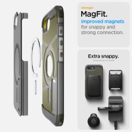 Удароустойчив, твърд кейс с MagSafe за iPhone 16e  от Spigen Tough Armor Mag - Blacka