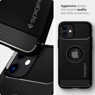 Удароустойчив кейс за iPhone 12 Mini от Spigen Rugged Armor - Черен
