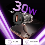 Зарядно за автомобил с USB-A / USB-C PD30W и QC3.0 от Tech Protect CC01 - Черно