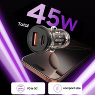 Зарядно за автомобил с USB-A / USB-C PD45W / QC3.0 от Tech Protect CC01 - Черно