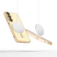 Твърд кейс с MagSafe и протектор за камерата на Samsung Galaxy S25 Edge от Tech-Protect MagFlex - Shiny Gold