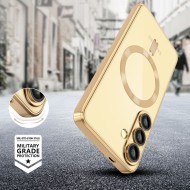 Твърд кейс с MagSafe и протектор за камерата на Samsung Galaxy S25 Edge от Tech-Protect MagFlex - Shiny Gold