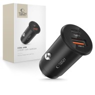 Зарядно за автомобил с USB-A / USB-C 35W и QC 3.0 от Tech Protect CC02 - Черно