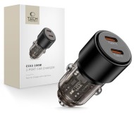 Зарядно за автомобил с 2x USB - C 100W от Tech Protect CC03 - Черно