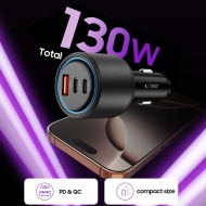 Бързо зарядно за автомобил с 3 порта от Tech Protect PD130W - Черно