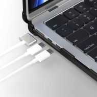 Калъф със стойка за MacBook Air 13 M2 / M3 / M4 / 2023-2025 от Tech Protect SmartShell Pro - Черен / Прозрачен