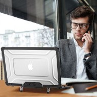Калъф със стойка за MacBook Air 13 M2 / M3 / M4 / 2023-2025 от Tech Protect SmartShell Pro - Черен / Прозрачен