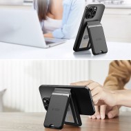 Универсален картхолдър за телефон с функция стойка и MagSafe от Tech Protect MagWallet Stand - Черен