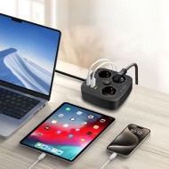 Многофункционален захранващ разклонител с 4 порта и 200 см. кабел от Tech Protect PCS3X4 - Черен
