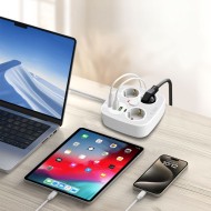 Многофункционален захранващ разклонител с 4 порта и 200 см. кабел от Tech Protect PCS3X4 - Бял