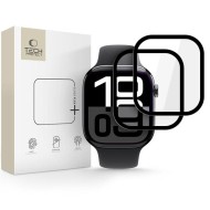 2 x хибридно стъкло за Apple Watch 10 (46mm) от Tech-Protect Glass Flex+ - Черен