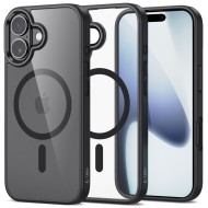 Твърд кейс с MagSafe пръстен за iPhone 17 от Tech-Protect MagMat - Black / Clear