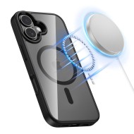 Твърд кейс с MagSafe пръстен за iPhone 17 от Tech-Protect MagMat - Black / Clear