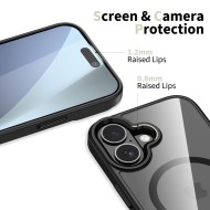 Твърд кейс с MagSafe пръстен за iPhone 17 от Tech-Protect MagMat - Black / Clear
