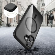 Твърд кейс с MagSafe пръстен за iPhone 17 от Tech-Protect MagMat - Black / Clear