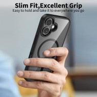 Твърд кейс с MagSafe пръстен за iPhone 17 от Tech-Protect MagMat - Black / Clear