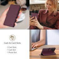 Кожен тефтер за Samsung Galaxy A26 5G / A17 (4G/5G) от Tech-Protect Wallet - Mulberry