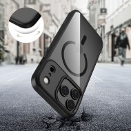 Твърд кейс с MagSafe пръстен за iPhone 17 Pro от Tech-Protect MagMat - Black / Clear