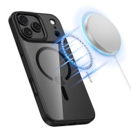 Твърд кейс с MagSafe пръстен за iPhone 17 Pro Max от Tech-Protect MagMat - Black / Clear