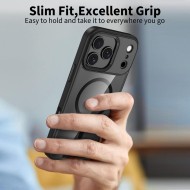 Твърд кейс с MagSafe пръстен за iPhone 17 Pro Max от Tech-Protect MagMat - Black / Clear