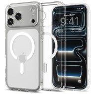 Удароустойчив кейс с MagSafe пръстен за iPhone 17 Pro от Spigen Ultra Hybrid Mag - Clear / White