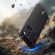 Удароустойчив кейс с MagSafe и капак на камерата за  iPhone 17 Pro от Tech Protect Kevlar Aura - Черен