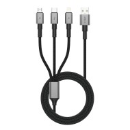 TECH-PROTECT ULTRABOOST DNA 3IN1 LIGHTNING & TYPE-C & MICRO-USB CABLE 3A 120CM IRON GREY