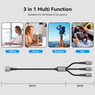 TECH-PROTECT ULTRABOOST DNA 3IN1 LIGHTNING & TYPE-C & MICRO-USB CABLE 3A 120CM IRON GREY