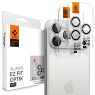 2 броя стъклени протектор за камера на iPhone 16 Pro / Max / 17 Pro / Max от Spigen Optik Pro Glas.TR.Ez Fit - Silver