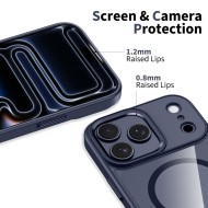 Твърд кейс с MagSafe пръстен за iPhone 17 Pro от Tech-Protect MagMat - Deep Blue / Clear