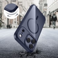 Твърд кейс с MagSafe пръстен за iPhone 17 Pro от Tech-Protect MagMat - Deep Blue / Clear
