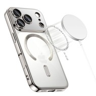 Твърд кейс с MagSafe и протектор за камерата на iPhone 17 Pro Max от Tech-Protect MagFlex - Shiny Silver
