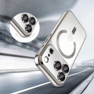 Твърд кейс с MagSafe и протектор за камерата на iPhone 17 Pro Max от Tech-Protect MagFlex - Shiny Silver
