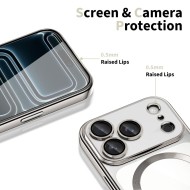 Твърд кейс с MagSafe и протектор за камерата на iPhone 17 Pro Max от Tech-Protect MagFlex - Shiny Silver