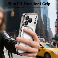 Твърд кейс с MagSafe и протектор за камерата на iPhone 17 Pro Max от Tech-Protect MagFlex - Shiny Silver