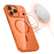 Твърд кейс с MagSafe пръстен за iPhone 17 Pro Max от Tech-Protect MagMat - Cosmic Orange / Clear