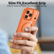 Твърд кейс с MagSafe пръстен за iPhone 17 Pro Max от Tech-Protect MagMat - Cosmic Orange / Clear