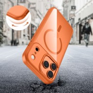 Твърд кейс с MagSafe пръстен за iPhone 17 Pro Max от Tech-Protect MagMat - Cosmic Orange / Clear