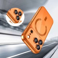 Твърд кейс с MagSafe и протектор за камерата на iPhone 17 Pro от Tech-Protect MagFlex - Shiny Cosmic Orange