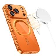 Твърд кейс с MagSafe и протектор за камерата на iPhone 17 Pro Max от Tech-Protect MagFlex - Shiny Cosmic Orange